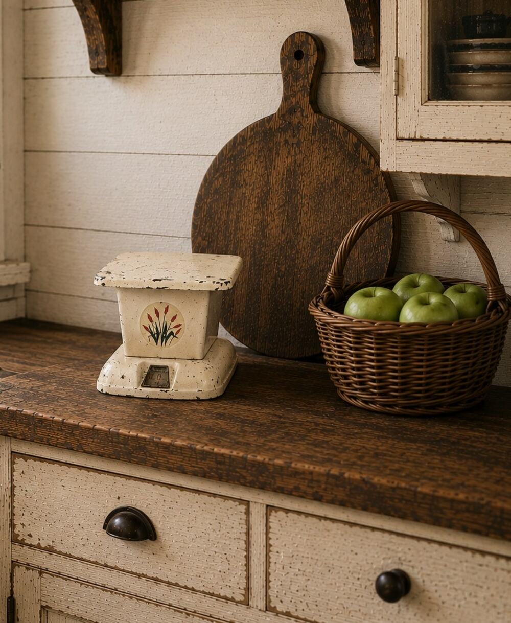 Vintage Kitchen Scale Red Cattails Country Farmhouse Scale Cottage